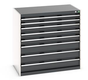 Bott Cubio drawer cabinet with overall dimensions of 1050mm wide x 650mm deep x 1000mm high Cabinet consists of 2 x 75mm, 3 x 100mm and 3 x 150mm high drawers 100% extension drawer with internal dimensions of 925mm wide x 525mm deep. The drawers... Bott Drawer Cabinets 1050 x 650 installed in your Engineering Department